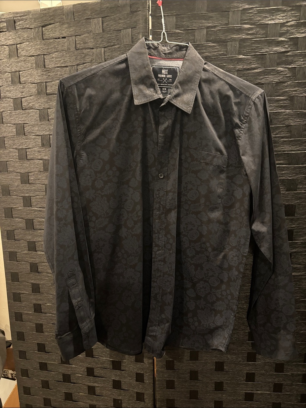 H&M Black Floral Long-Sleeve Dress Shirt